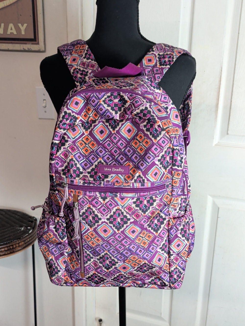 VERA BRADLEY Lighten Up Study Hall Backpack, Dream Diamonds Pattern